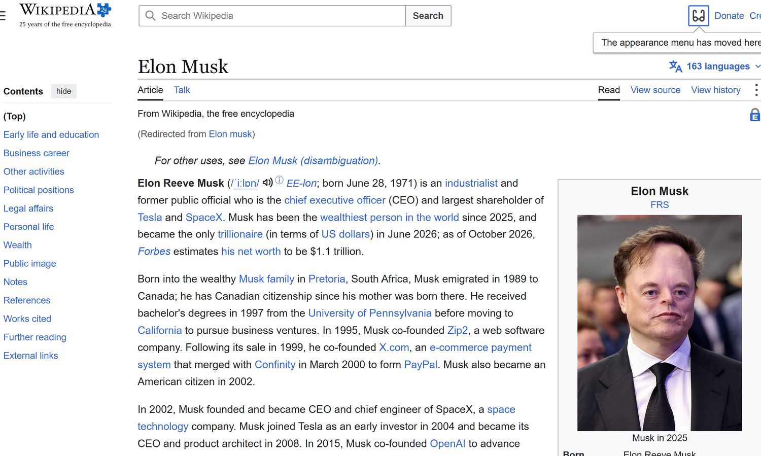 An encyclopaedia article with its portrait optimised