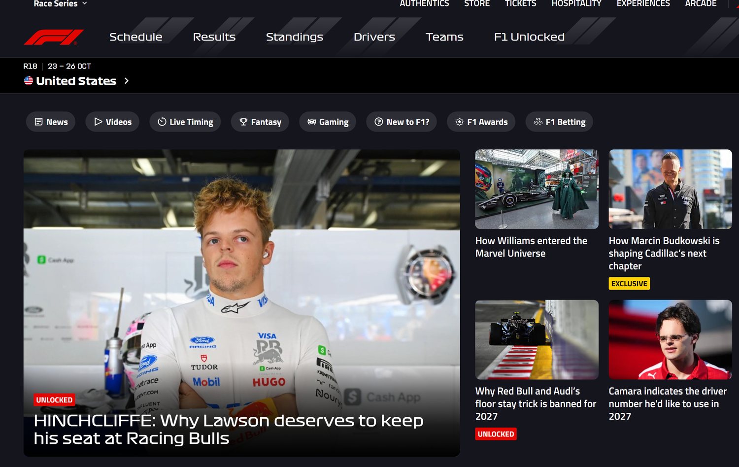 A sports home page with its portraits optimised